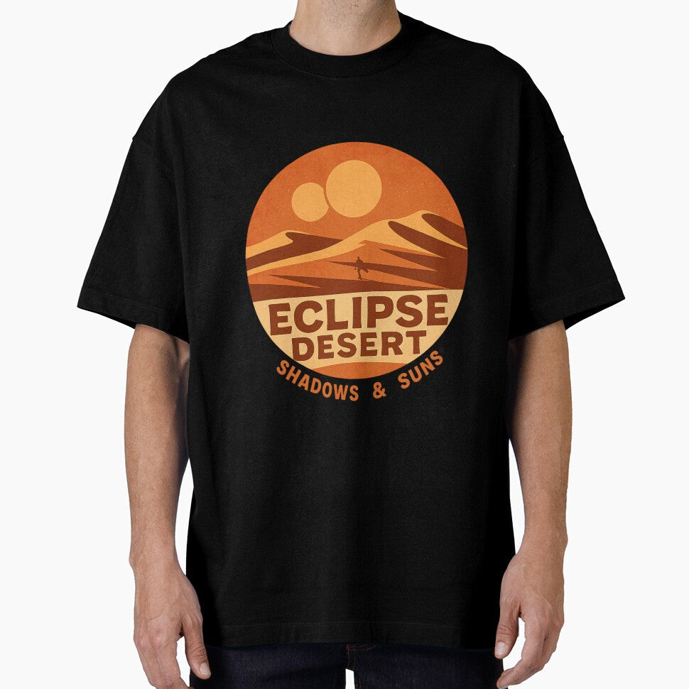 Eclipse Desert Retro Sunset Design by สุธรรมาท ทองกร - Adult & Kids T-Shirts, Sweatshirts & Hoodies apparel design preview 1