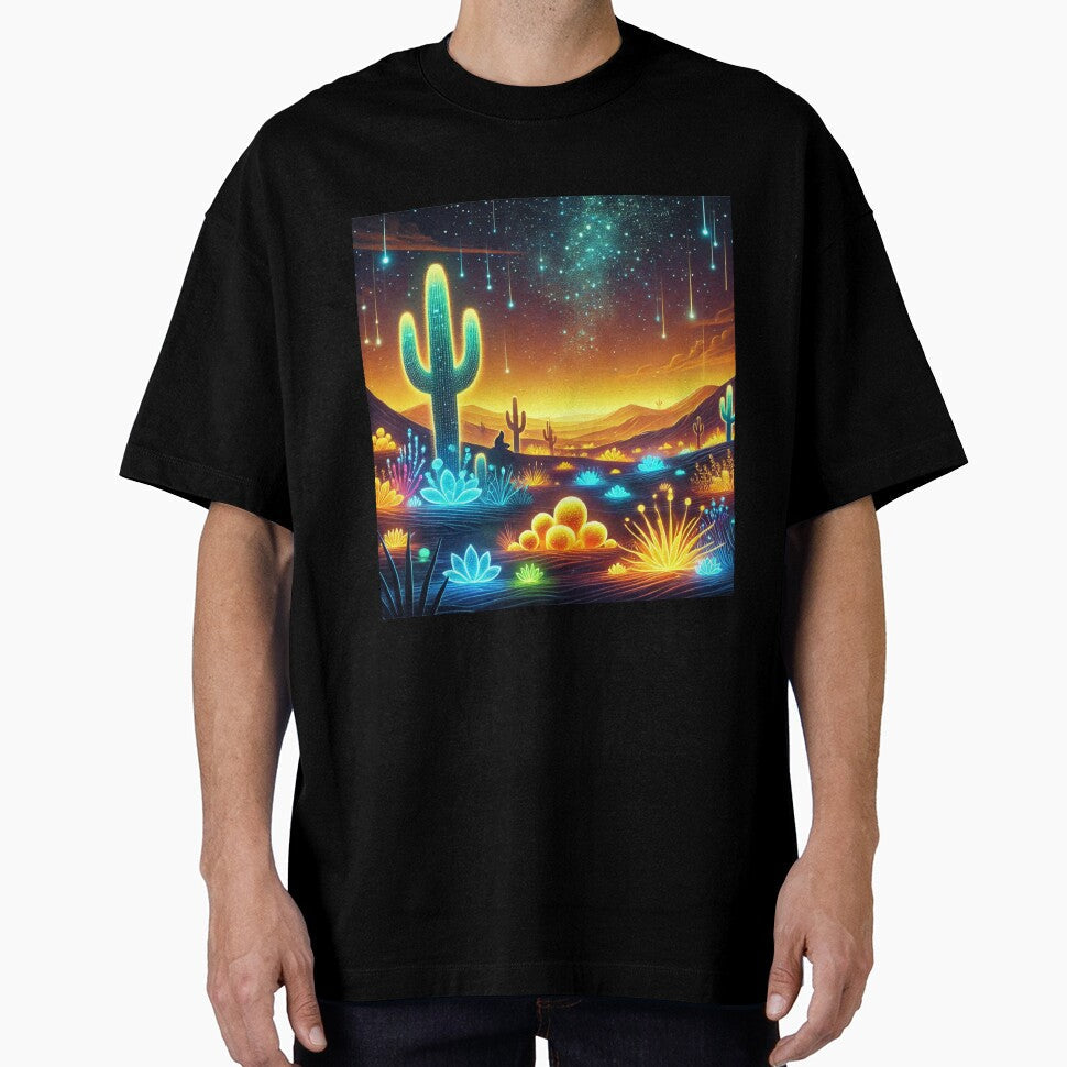 The Glowing Desert: A Neon Oasis Beneath Stars by - Adult & Kids T-Shirts, Sweatshirts & Hoodies apparel design preview 1