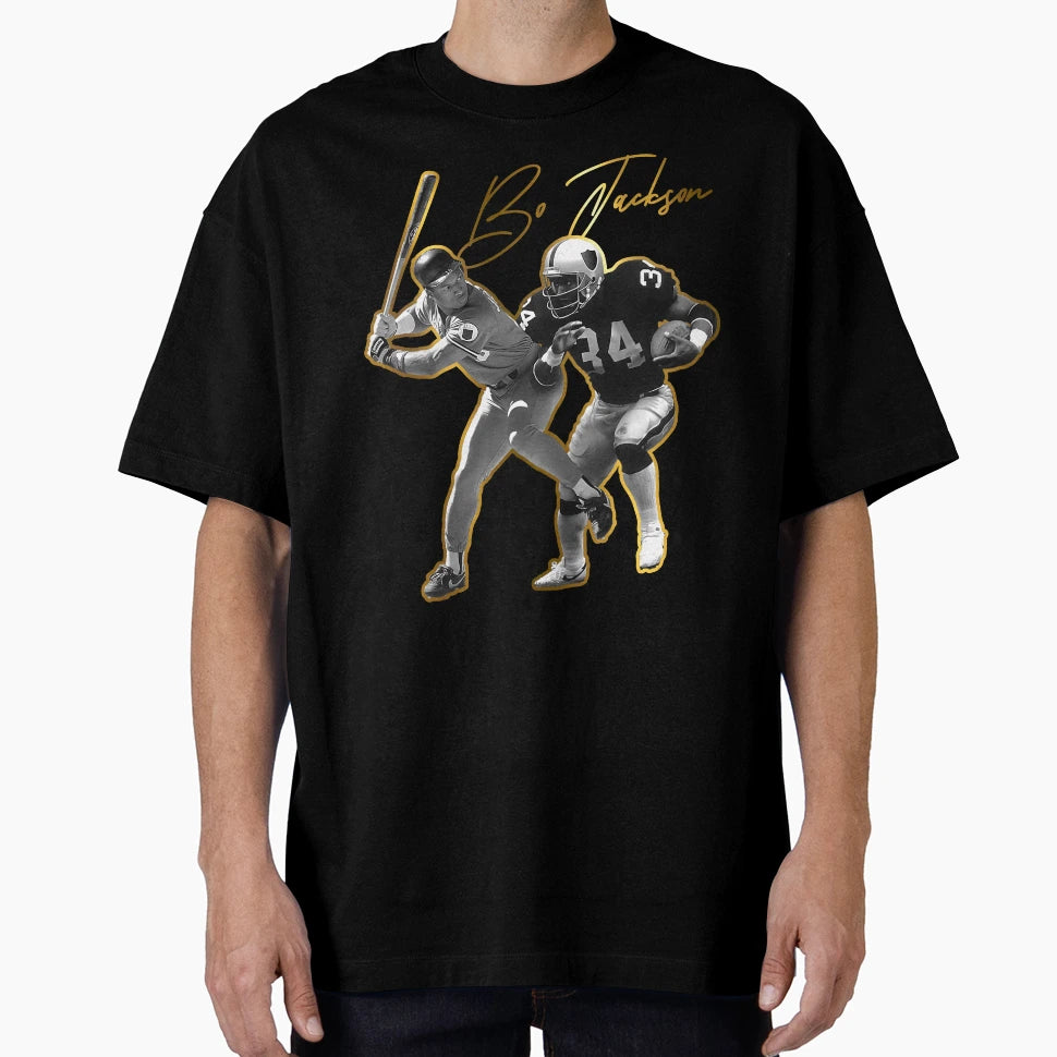 Bo Jackson Gold Tribute T-Shirt - Custom Art Print Men Women - T-Shirt, Sweatshirt, Hoodie