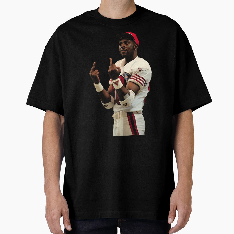 Memem Middle Finger Jerry Rice White T-Shirt - Streetwear Style Men Women - T-Shirt, Sweatshirt, Hoodie