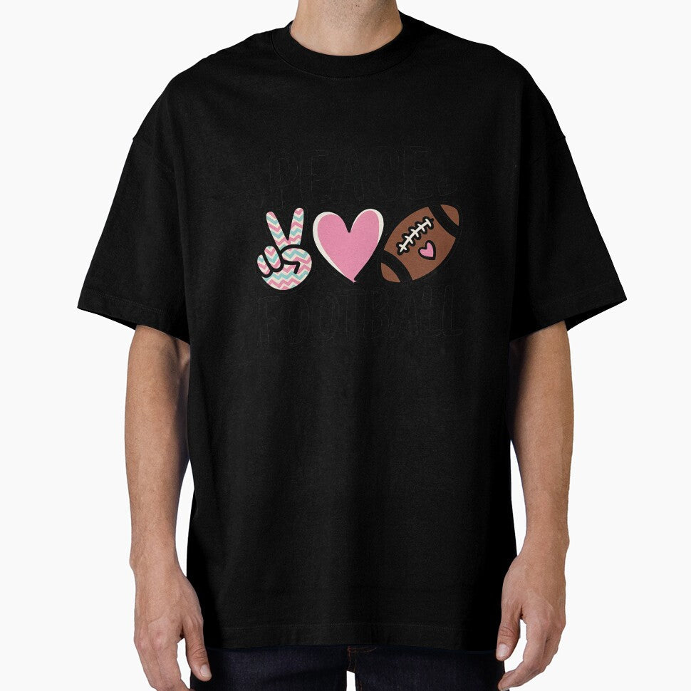 Peace Love Football Mom Cute for Women Teen Girls by - Adult & Kids T-Shirts, Sweatshirts & Hoodies apparel design preview 1
