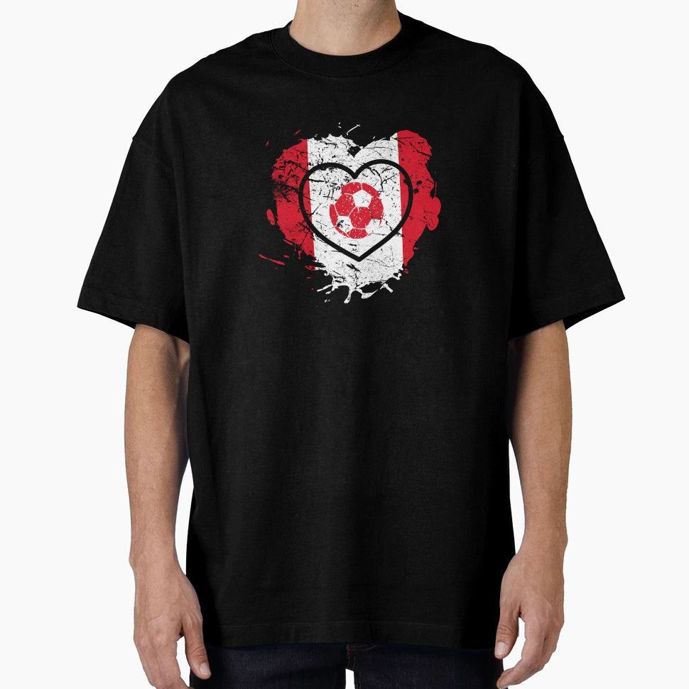I Love Peru I Love Football T-Shirt - Aesthetic Graphic Unisex - T-Shirt, Sweatshirt, Hoodie
