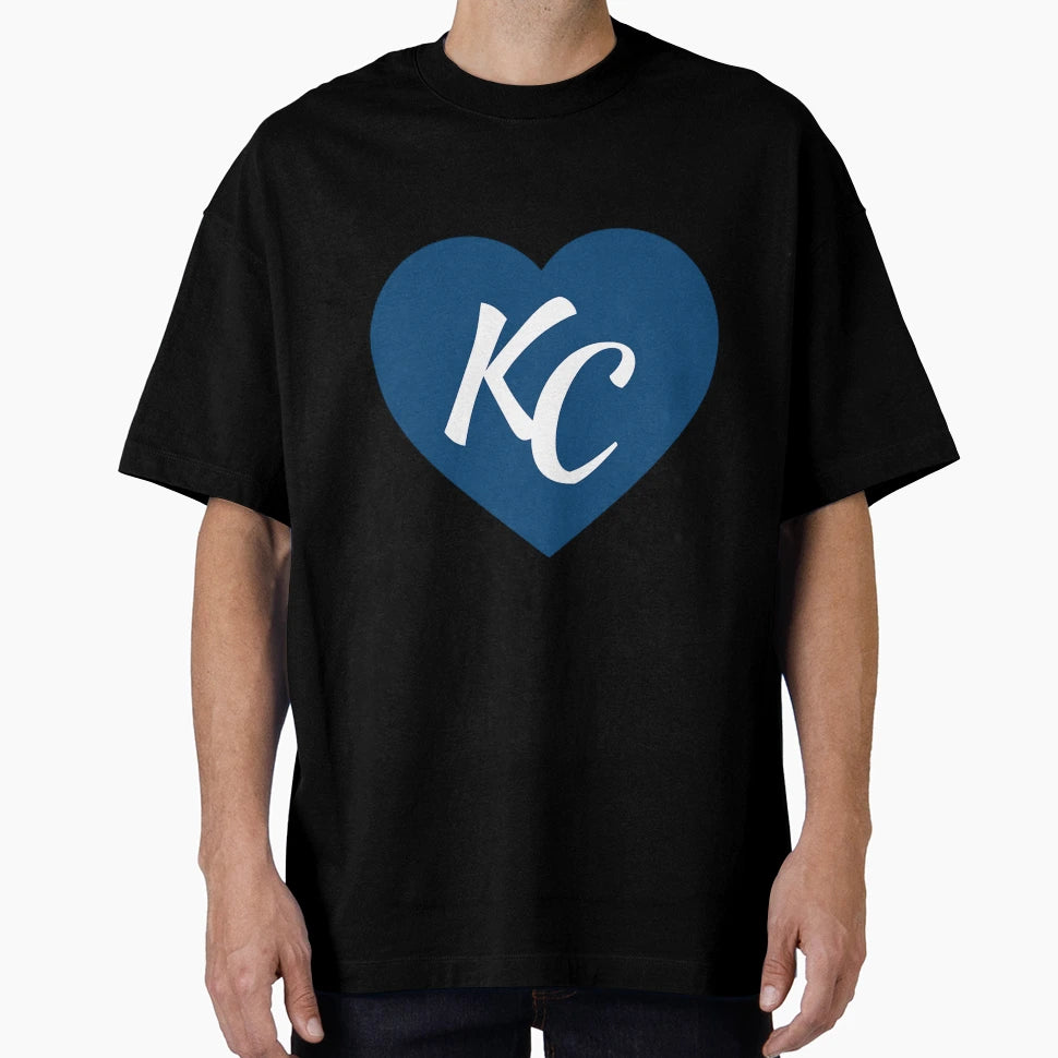 Royal Blue Kc Heart I Love Kansas T-Shirt - Aesthetic Graphic Men Women - T-Shirt, Sweatshirt, Hoodie