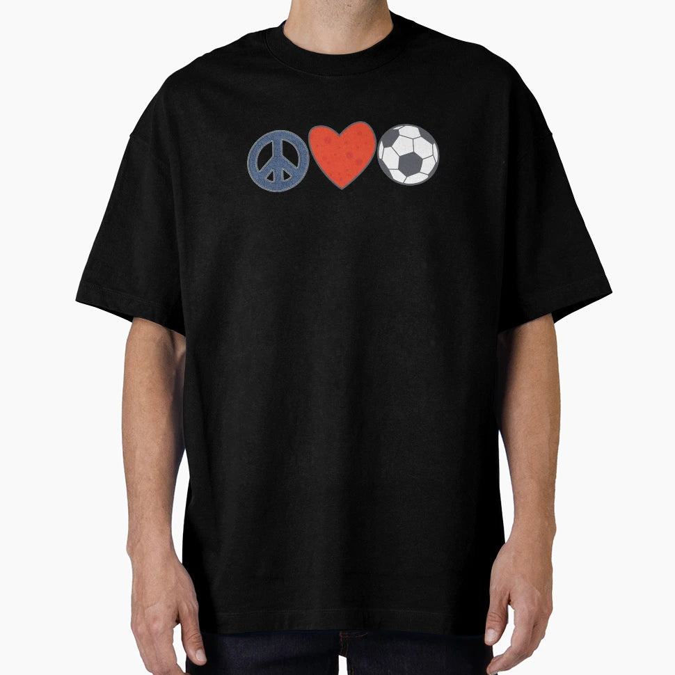 Peace Love Soccer Product T-Shirt - Aesthetic Graphic for Adults - T-Shirt, Sweatshirt, Hoodie