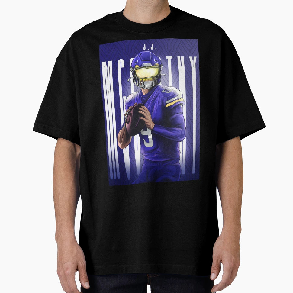 Minnesota Vikings Qb Jj Mccarthy T-Shirt - Trendy Graphic Unisex - T-Shirt, Sweatshirt, Hoodie