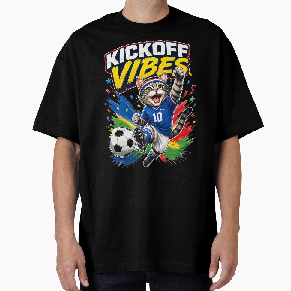 Kickoff Vibes Soccer Cat 2026 T-Shirt - Minimalist Print Men Women - T-Shirt, Sweatshirt, Hoodie