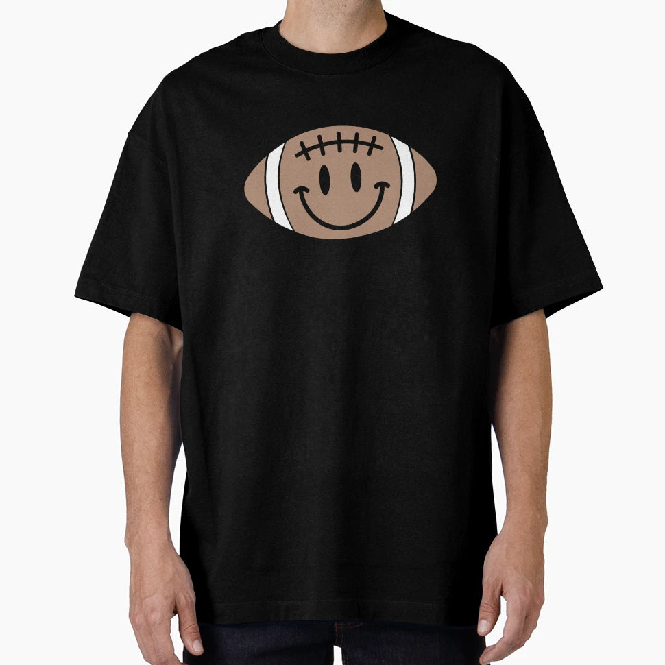 Happy Face Football T-Shirt - Aesthetic Graphic for Adults - T-Shirt, Sweatshirt, Hoodie