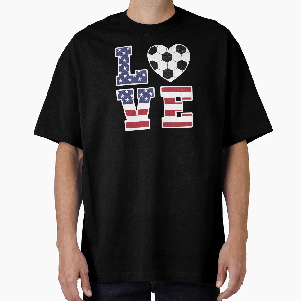 Usa Soccer Love Soccer Heart T-Shirt - Aesthetic Graphic Men Women - T-Shirt, Sweatshirt, Hoodie