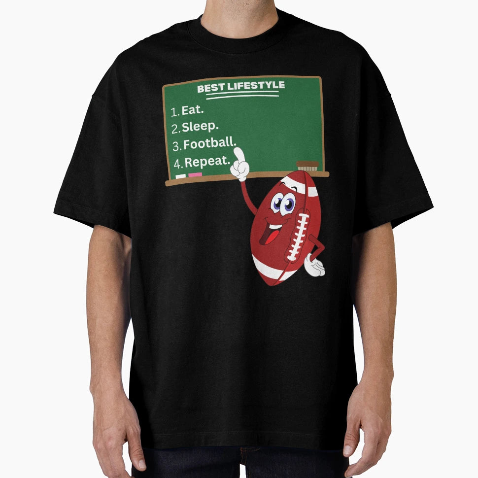 Funny Emoji Eat Sleep Football Repeat T-Shirt - Unique Graphic Unisex - T-Shirt, Sweatshirt, Hoodie
