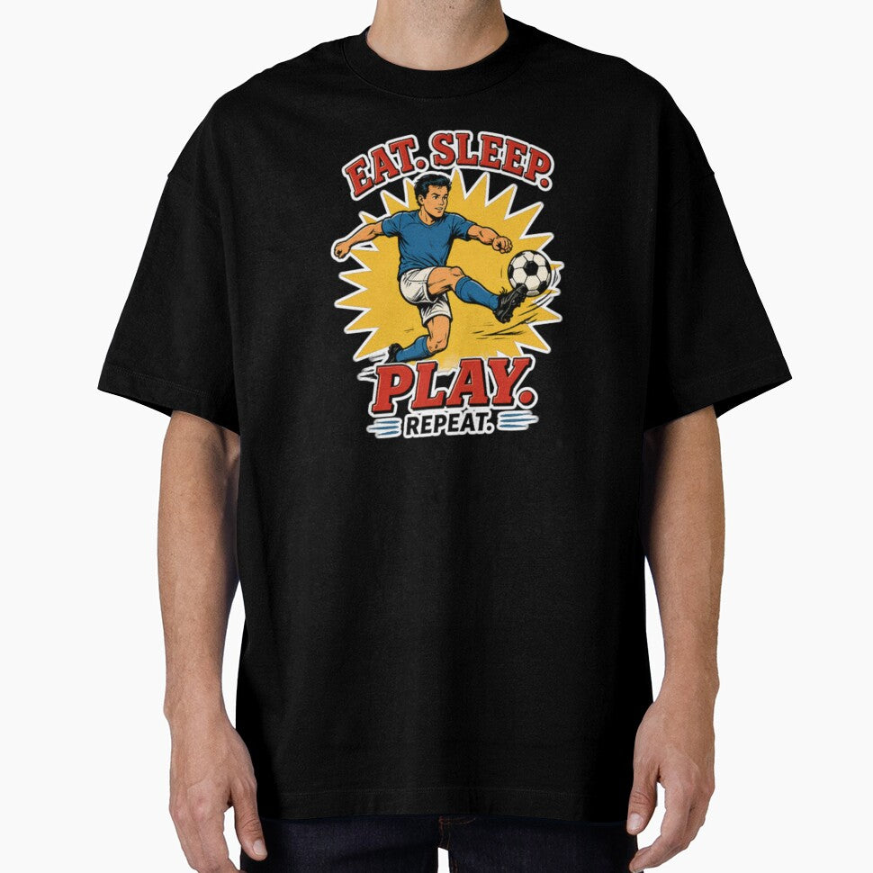 Vintage Soccer Player Eat Sleep Play Repeat Football - Adult & Kids T-Shirts, Sweatshirts & Hoodies apparel design preview 1