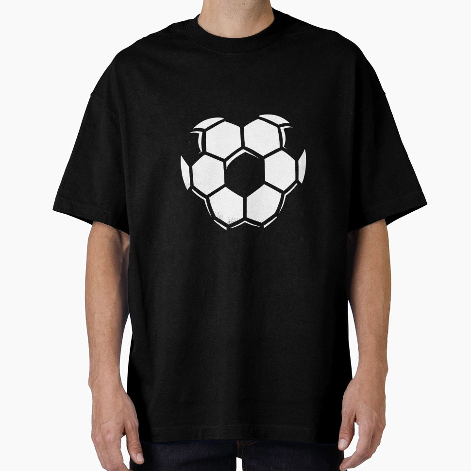Football Soccer Heart Shape T-Shirt - Minimalist Print Men Women - T-Shirt, Sweatshirt, Hoodie