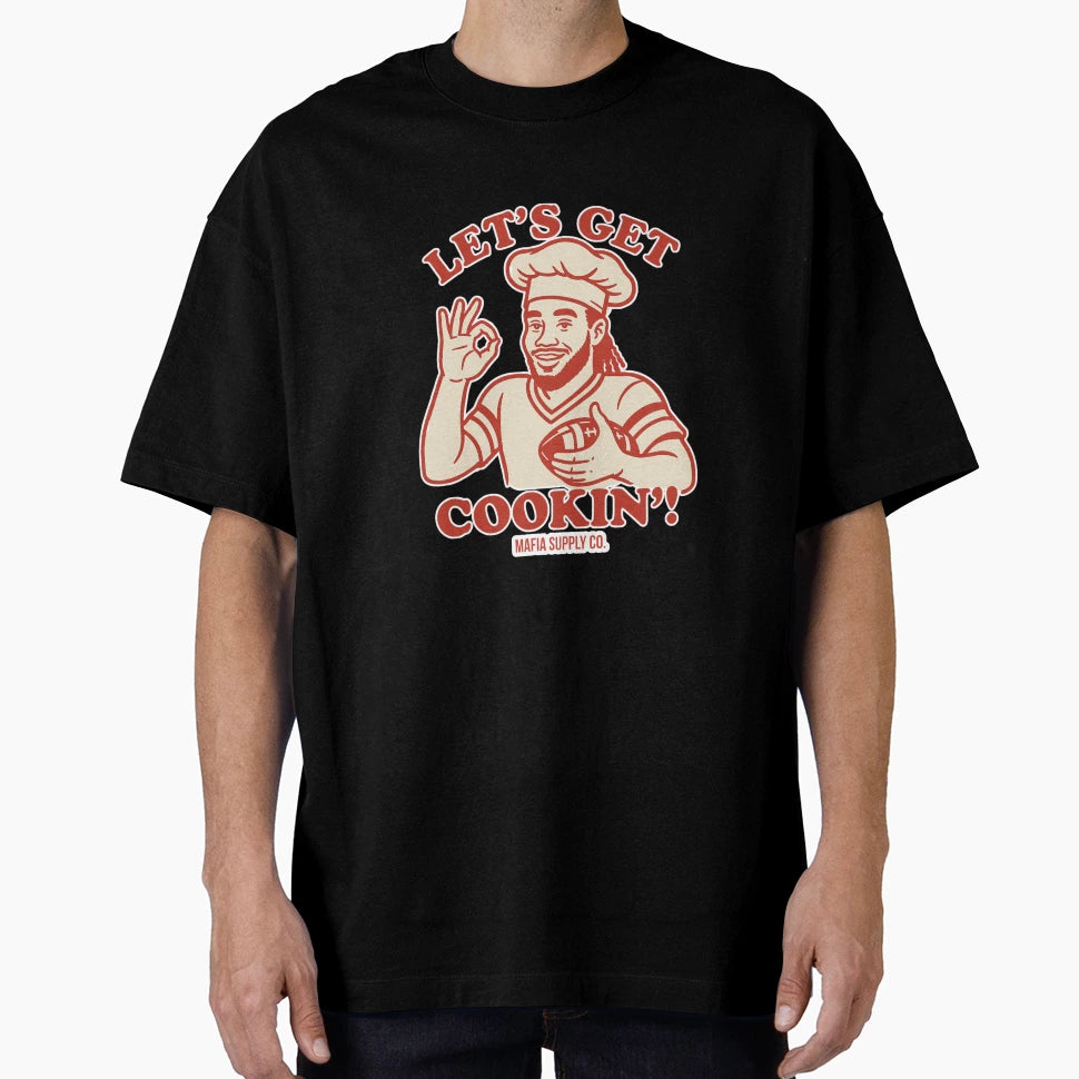 Lets Get Cookin Football Chef T-Shirt - Graphic Print Men Women - T-Shirt, Sweatshirt, Hoodie