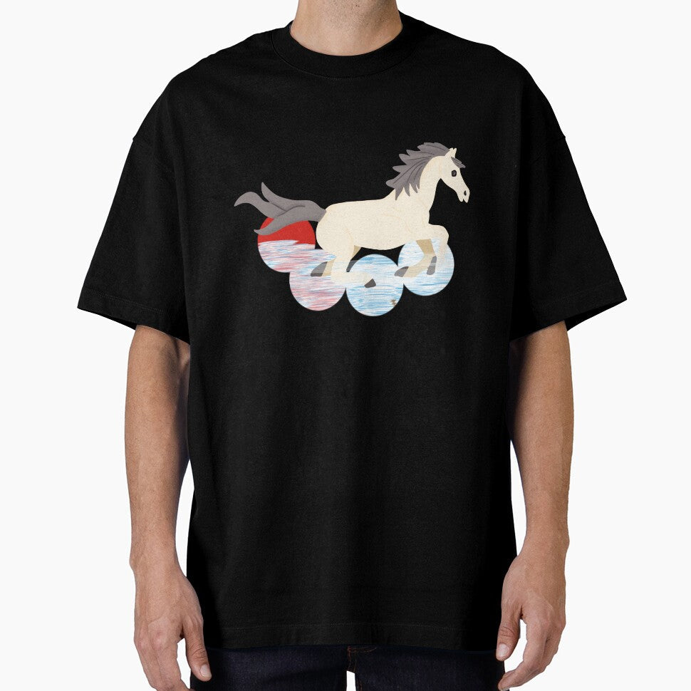 Fantasy White Horse Running Above Fluffy Clouds and - Adult & Kids T-Shirts, Sweatshirts & Hoodies apparel design preview 1