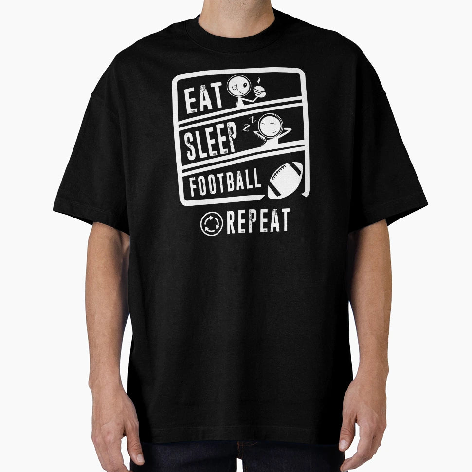 Eat Sleep American Football Repeat T-Shirt - Minimalist Print for Adults - T-Shirt, Sweatshirt, Hoodie