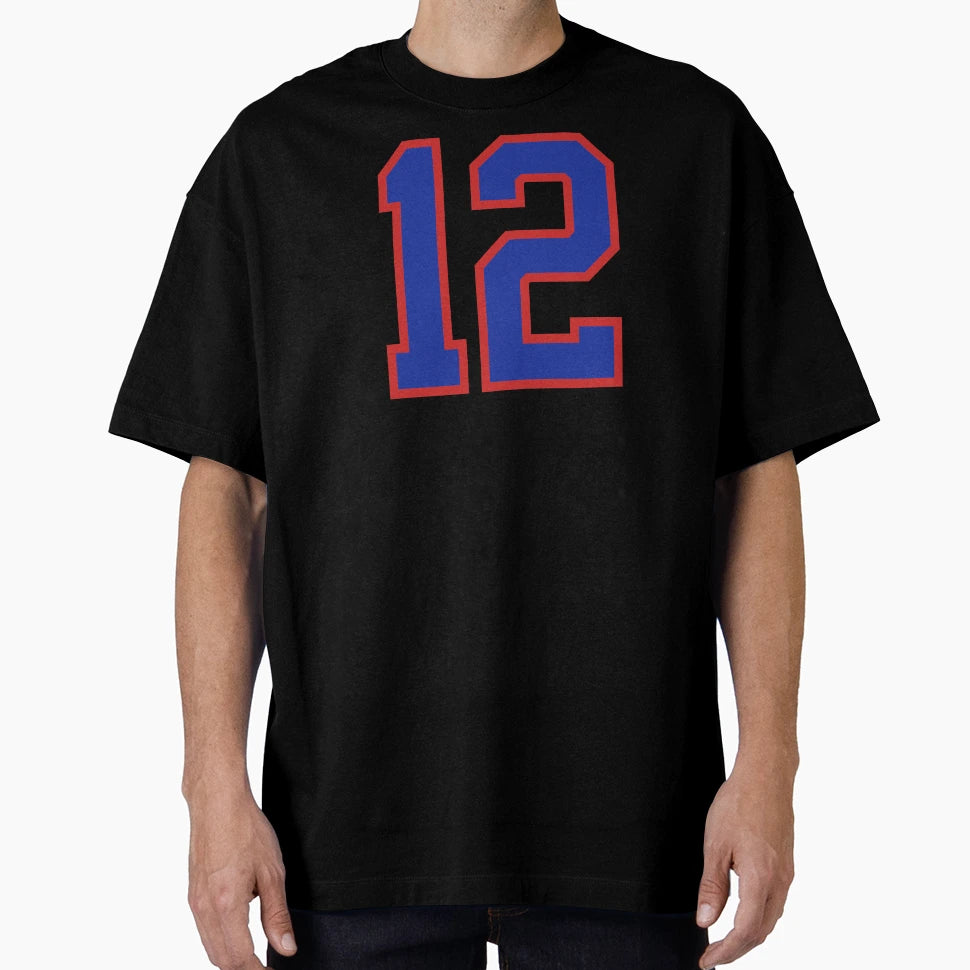 Number 12 Blue Red Sports Jersey Twelve T-Shirt - Minimalist Print Unisex - T-Shirt, Sweatshirt, Hoodie