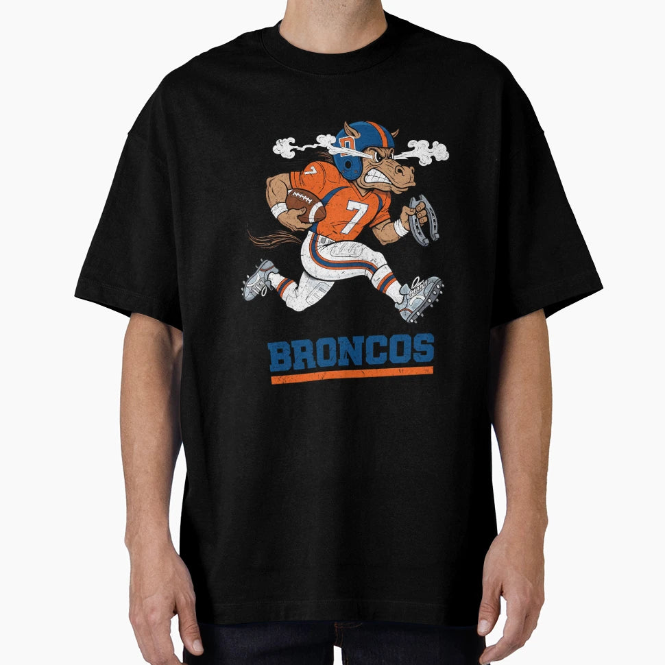 Denver Broncos Football Cartoon T-Shirt - Custom Art Print for Adults - T-Shirt, Sweatshirt, Hoodie