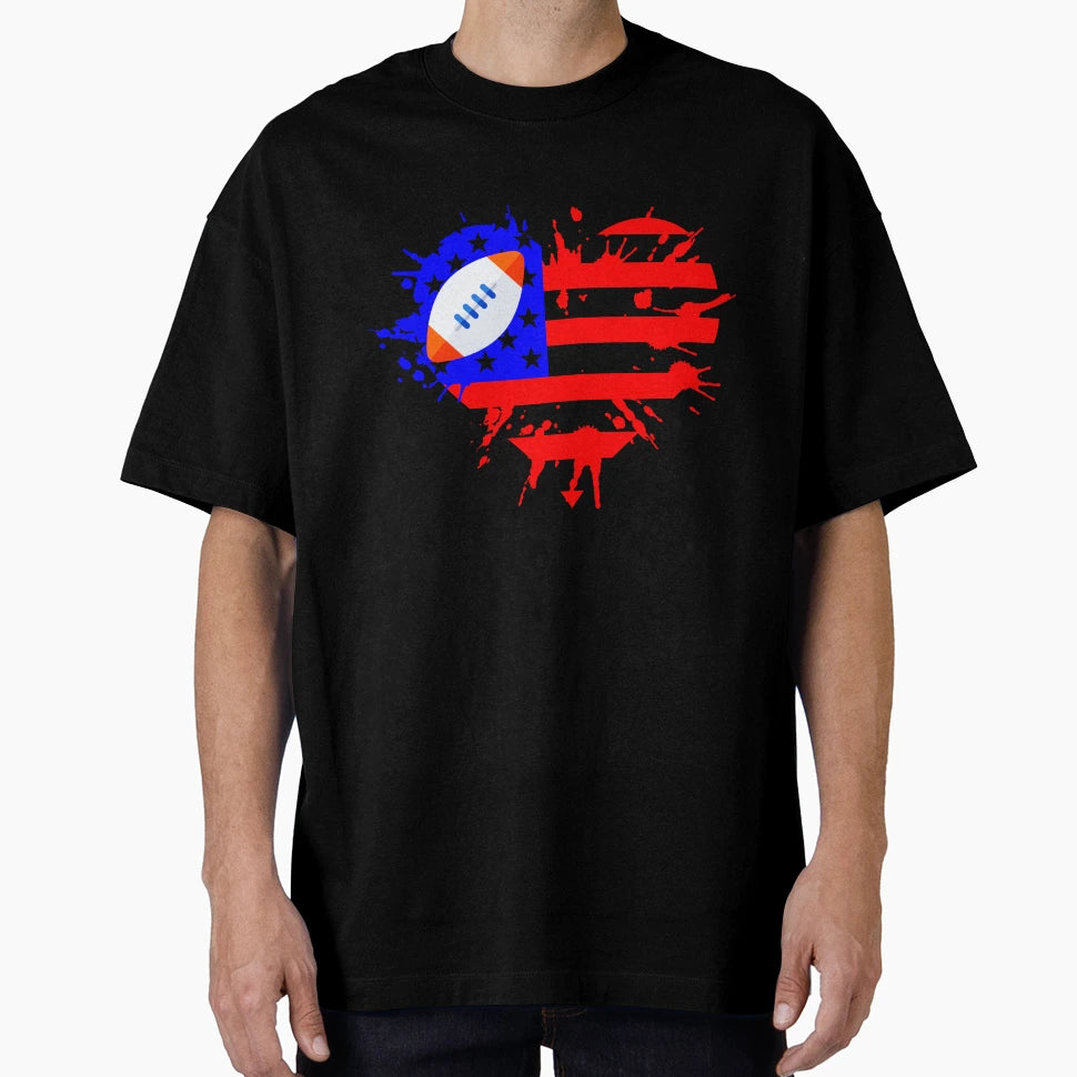 Football American Flag 4Th July T-Shirt - Custom Art Print Unisex - T-Shirt, Sweatshirt, Hoodie
