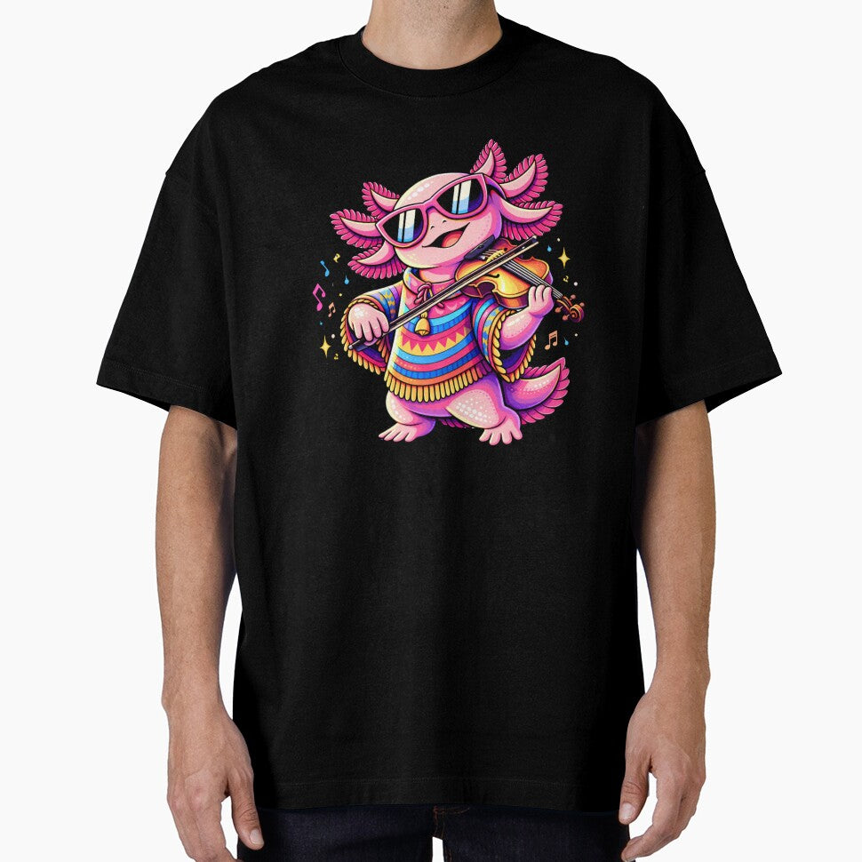Artistic Axolotl Playing Violin Elegant Pop Art Music - Adult & Kids T-Shirts, Sweatshirts & Hoodies apparel design preview 1