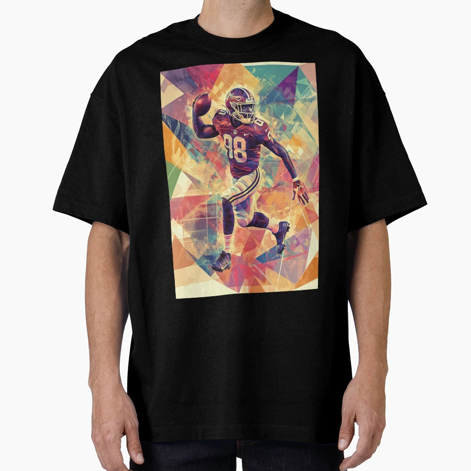 Quaterback Throwing Pass Geometric T-Shirt - Custom Art Print Unisex - T-Shirt, Sweatshirt, Hoodie
