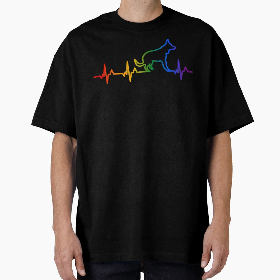 Dog Heartbeat Rainbow T-Shirt - Custom Art Print Unisex - T-Shirt, Sweatshirt, Hoodie