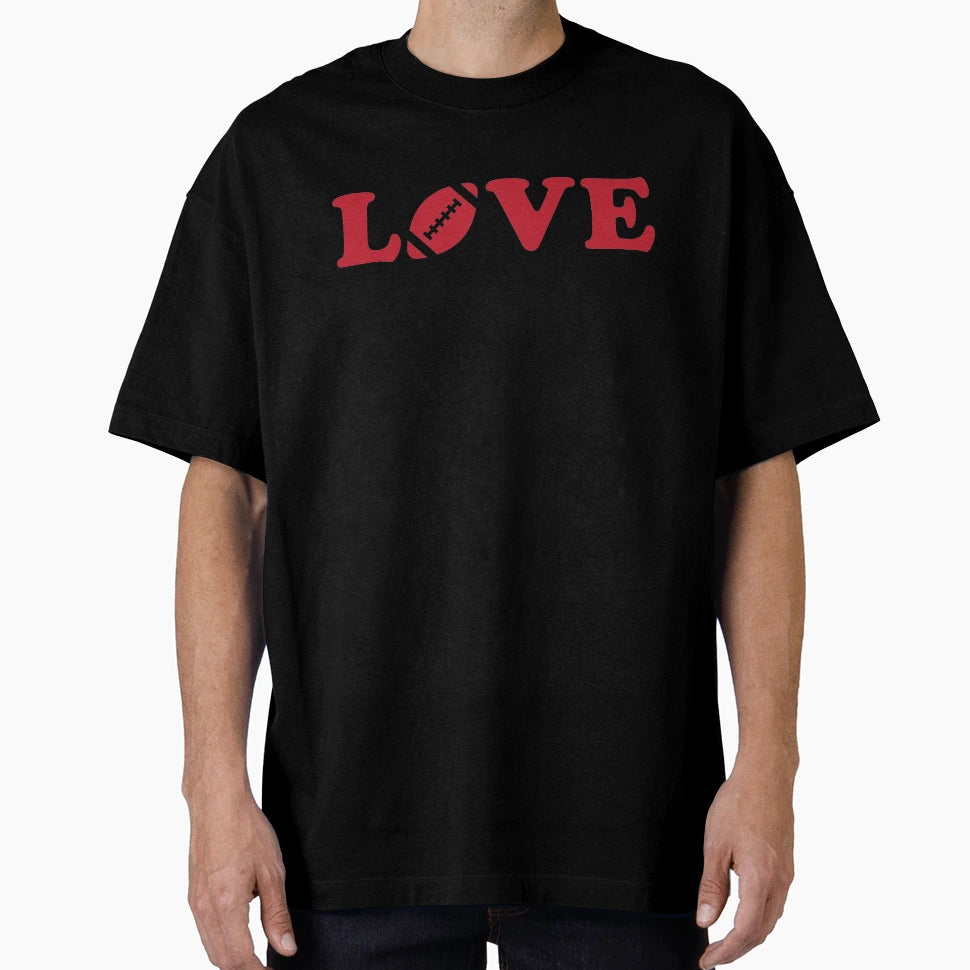 I Love Football Red T-Shirt - Custom Art Print Unisex - T-Shirt, Sweatshirt, Hoodie