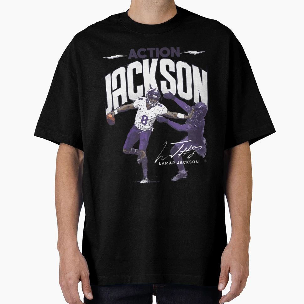 Lamar Baltimore Action T-Shirt - Custom Art Print for Adults - T-Shirt, Sweatshirt, Hoodie