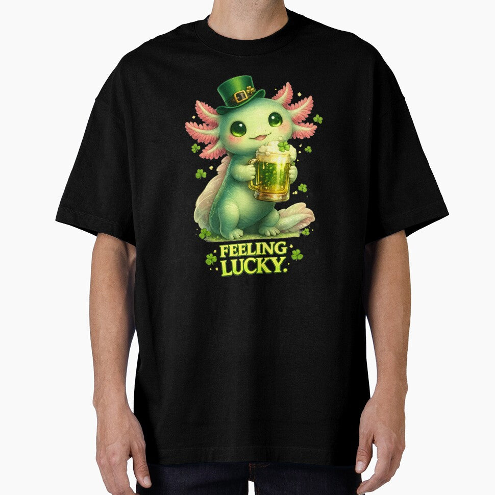 Lucky Axolotl Feeling St Patrick's Day Cute Beer - Adult & Kids T-Shirts, Sweatshirts & Hoodies apparel design preview 1