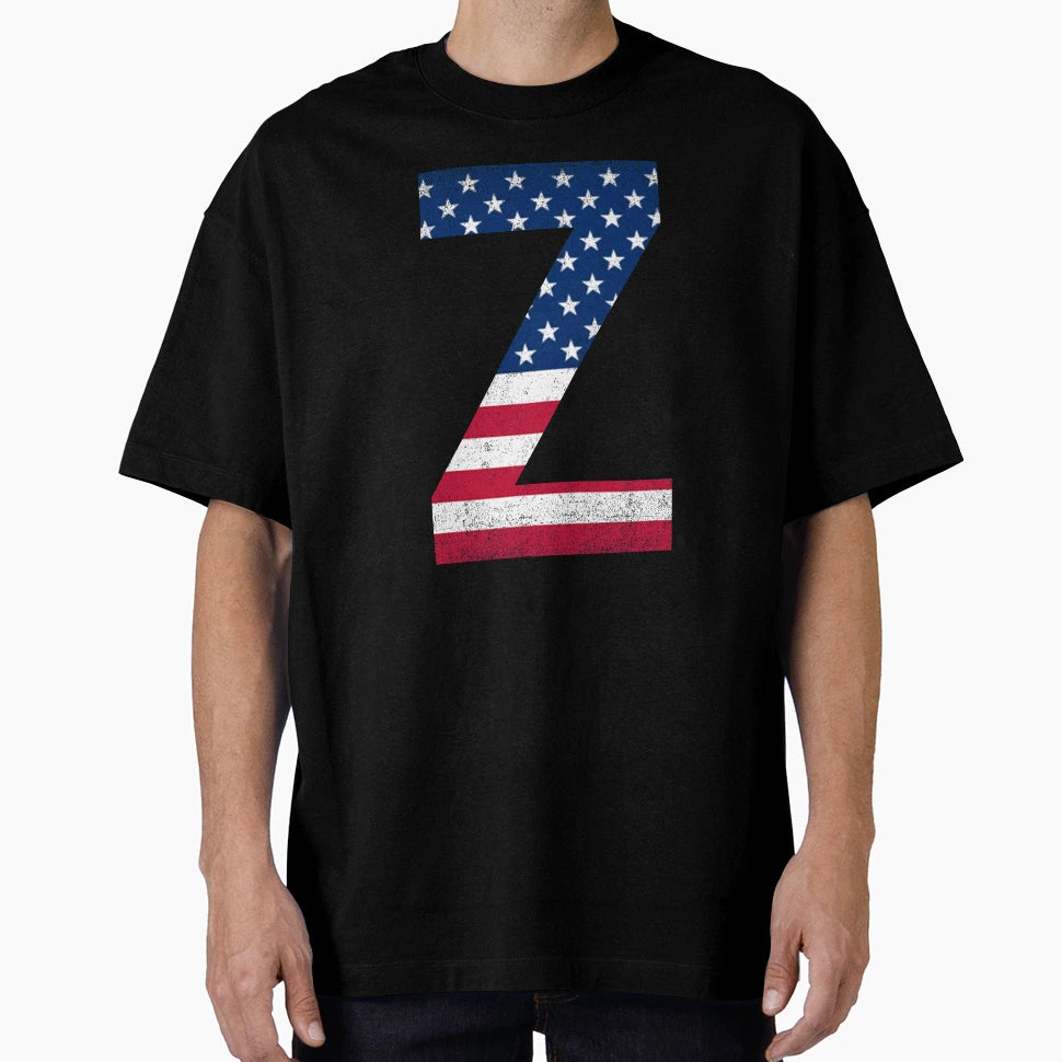 Letter Z Capital Alphabet American Flag T-Shirt - Unique Graphic Men Women - T-Shirt, Sweatshirt, Hoodie