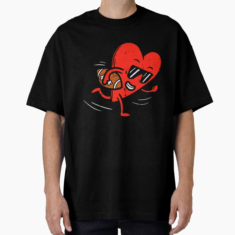 Heart Playing American Football T-Shirt - Aesthetic Graphic Men Women - T-Shirt, Sweatshirt, Hoodie