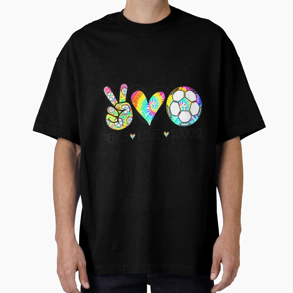 Peace Love Soccer Funny Football Mothers T-Shirt - Novelty Apparel Unisex - T-Shirt, Sweatshirt, Hoodie