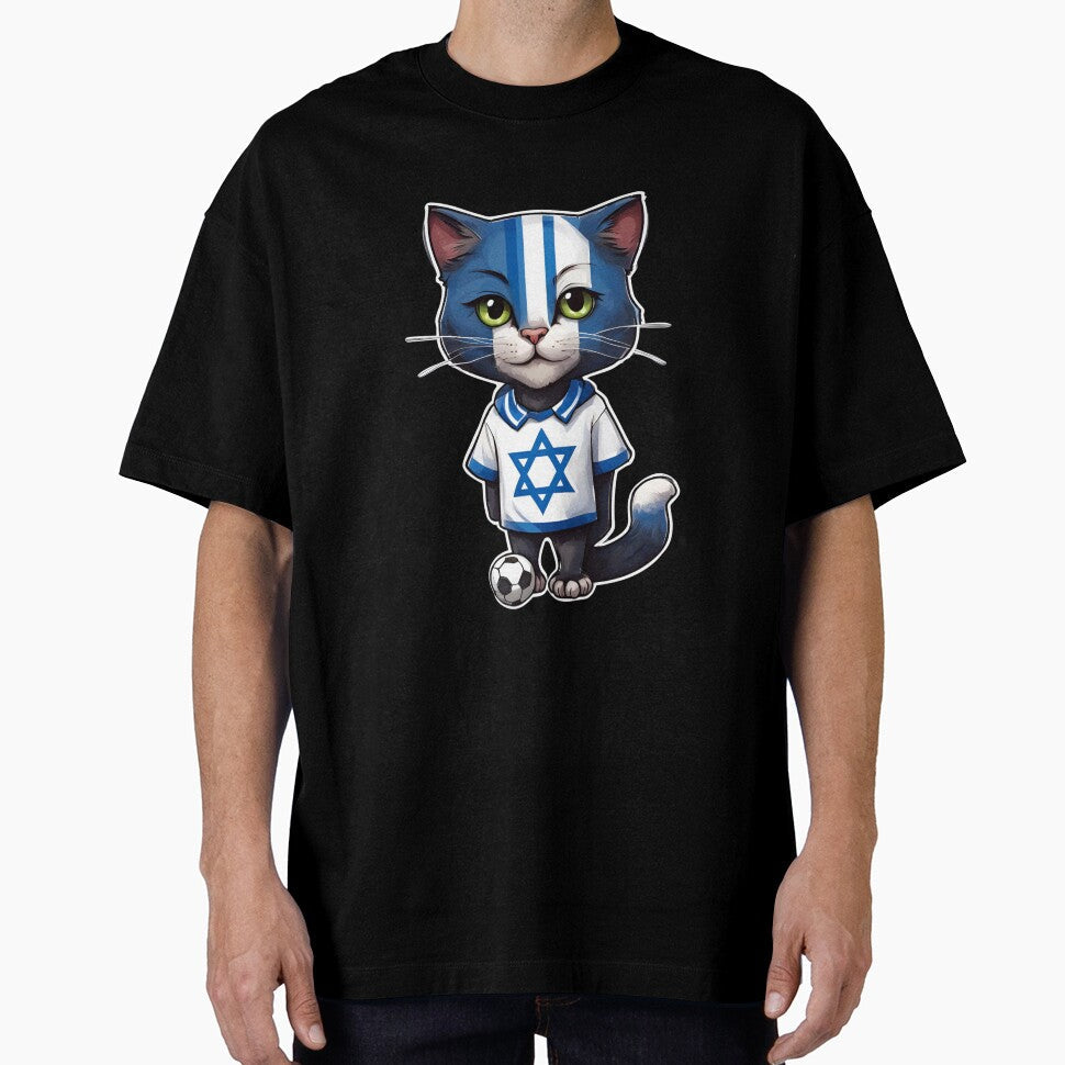 ISRAEL Sports Team: a Cat wearing colours of Israeli - Adult & Kids T-Shirts, Sweatshirts & Hoodies apparel design preview 1