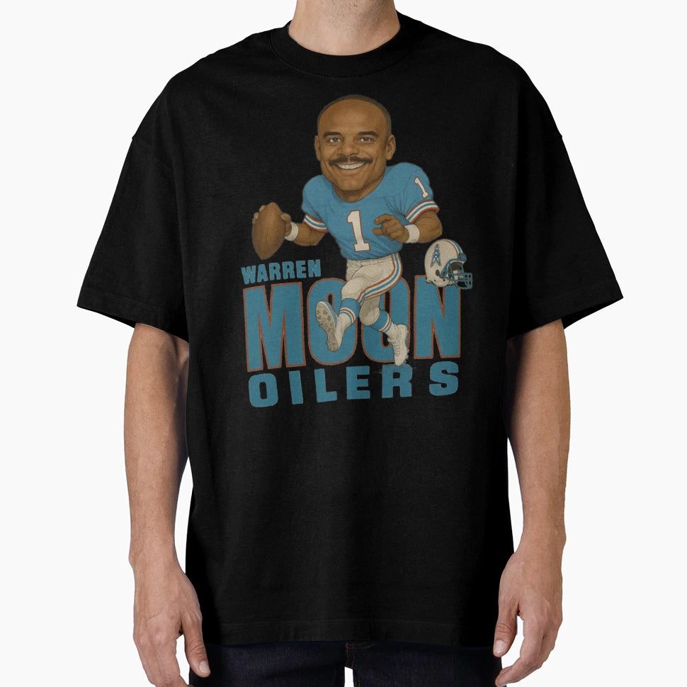 Warren Moon Houston Oilers Caricature T-Shirt - Trendy Graphic for Adults - T-Shirt, Sweatshirt, Hoodie