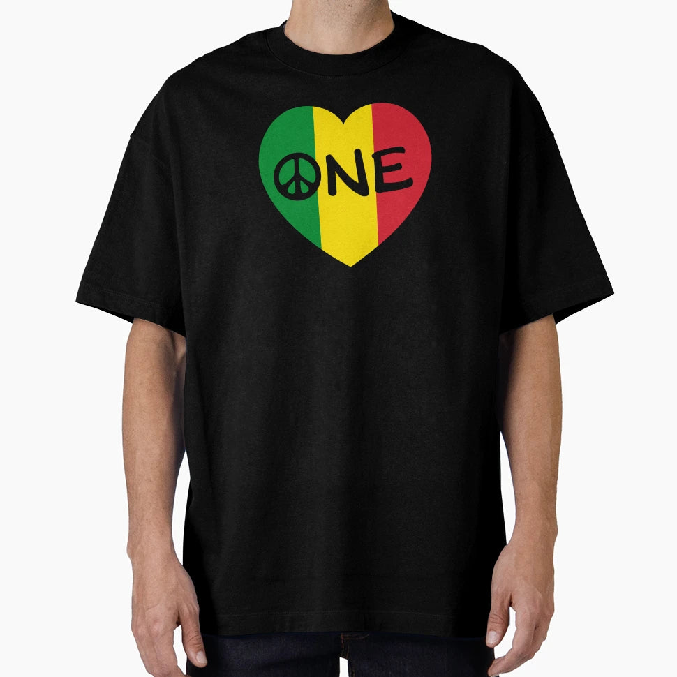 Rasta Reggae Music Peace Heart One Love T-Shirt - Graphic Print Men Women - T-Shirt, Sweatshirt, Hoodie