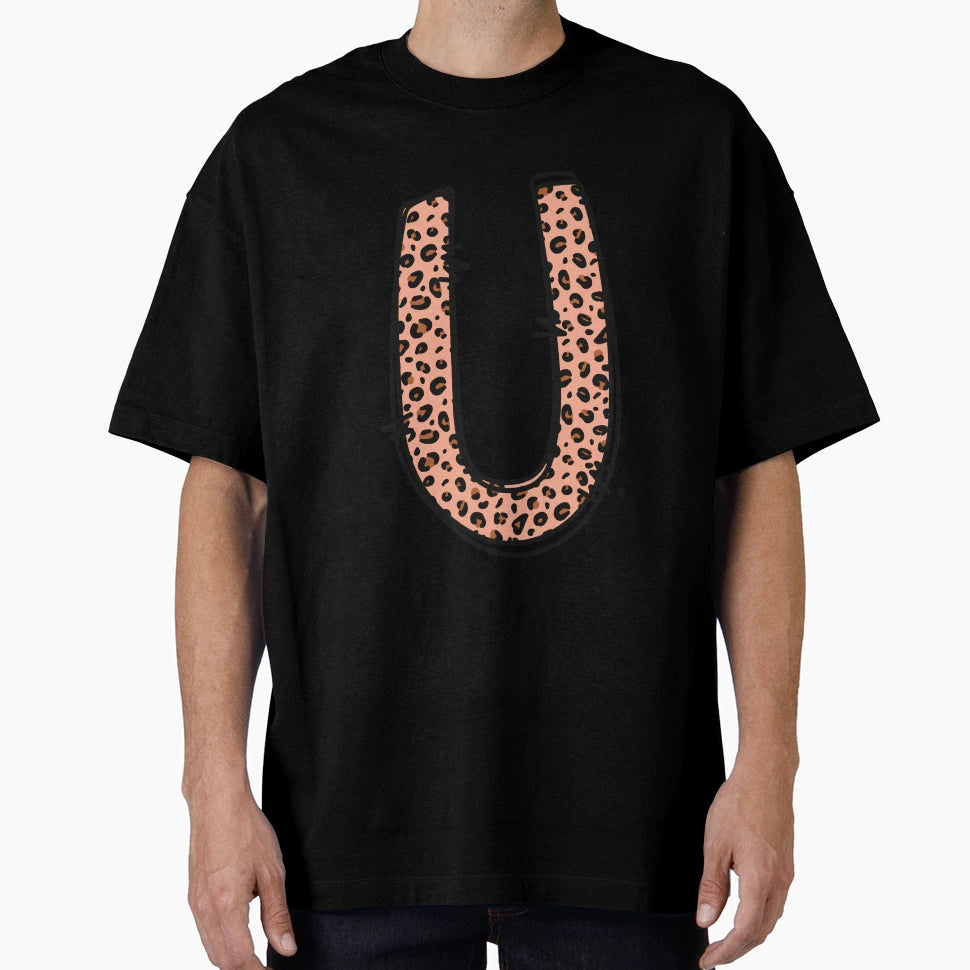 Monogram Letter U Leopard T-Shirt - Minimalist Print for Adults - T-Shirt, Sweatshirt, Hoodie