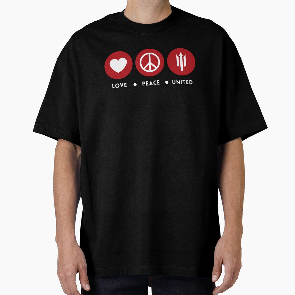 Love Peace United Red White T-Shirt - Custom Art Print Men Women - T-Shirt, Sweatshirt, Hoodie