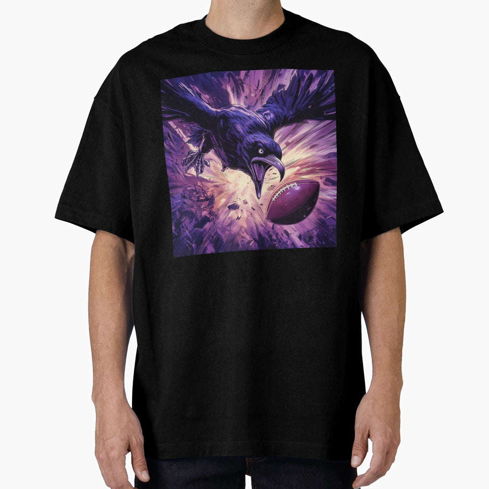 Baltimore Raven Going After Ball T-Shirt - Unique Graphic for Adults - T-Shirt, Sweatshirt, Hoodie
