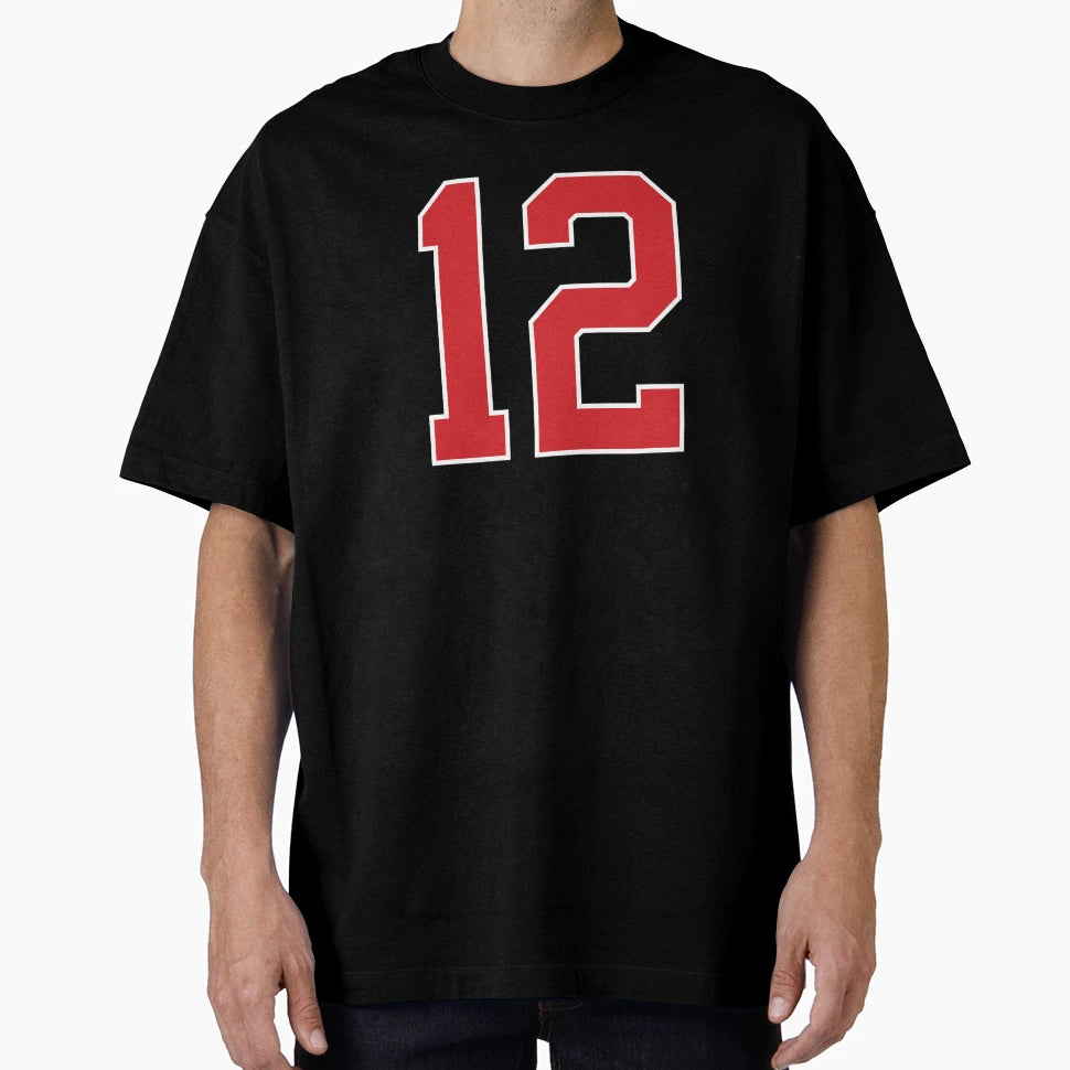 Sports Number 12 Red Black Color T-Shirt - Aesthetic Graphic for Adults - T-Shirt, Sweatshirt, Hoodie