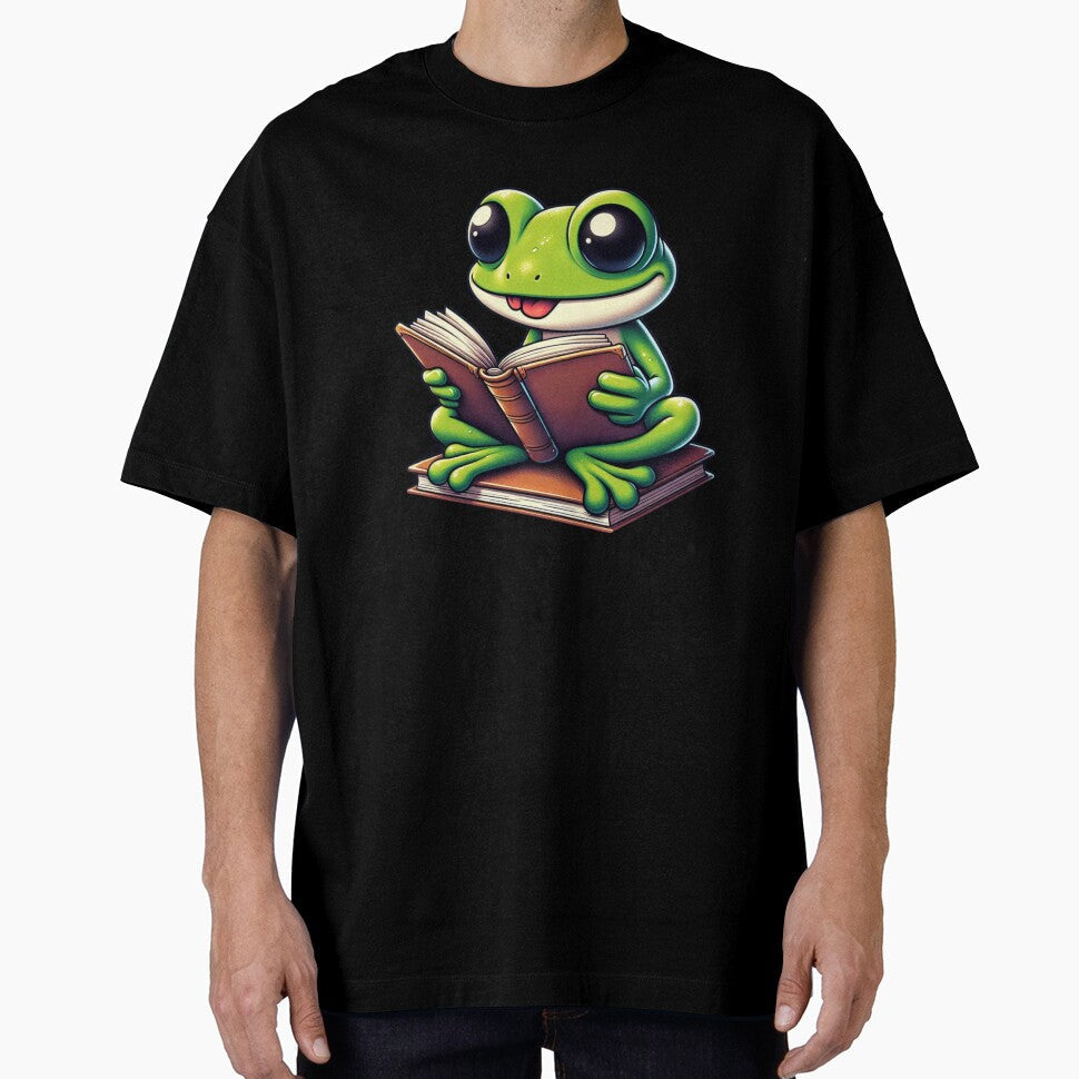 Charming Bookworm Frog Illustration: A Reader's - Adult & Kids T-Shirts, Sweatshirts & Hoodies apparel design preview 1