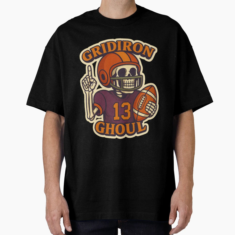 Gridiron Ghoul Spooky Football Skeleton T-Shirt - Novelty Apparel Men Women - T-Shirt, Sweatshirt, Hoodie