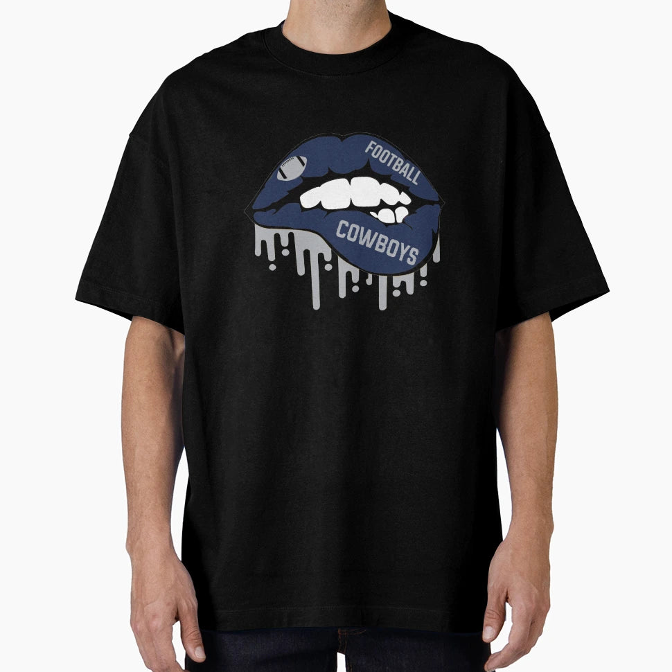 Dallas Football Lips T-Shirt - Custom Art Print Men Women - T-Shirt, Sweatshirt, Hoodie