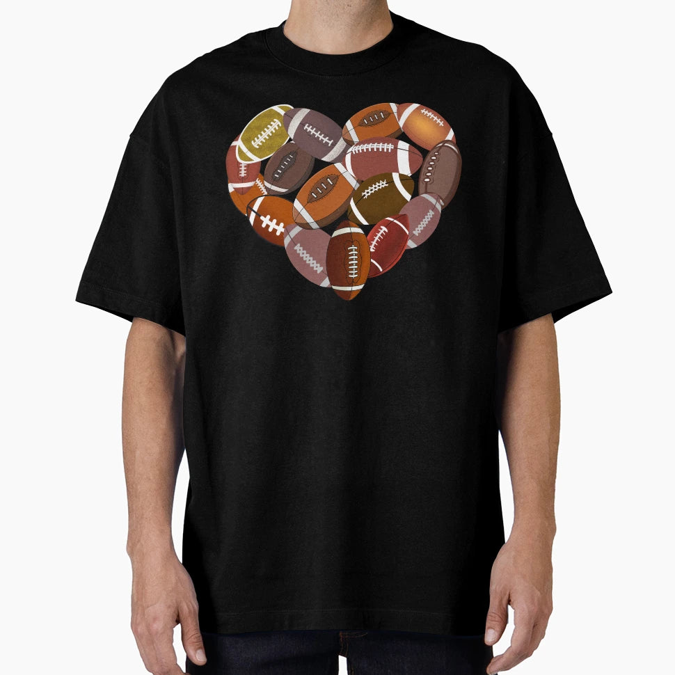 Heart Filled Rugby Balls T-Shirt - Fun Novelty Design Men Women - T-Shirt, Sweatshirt, Hoodie