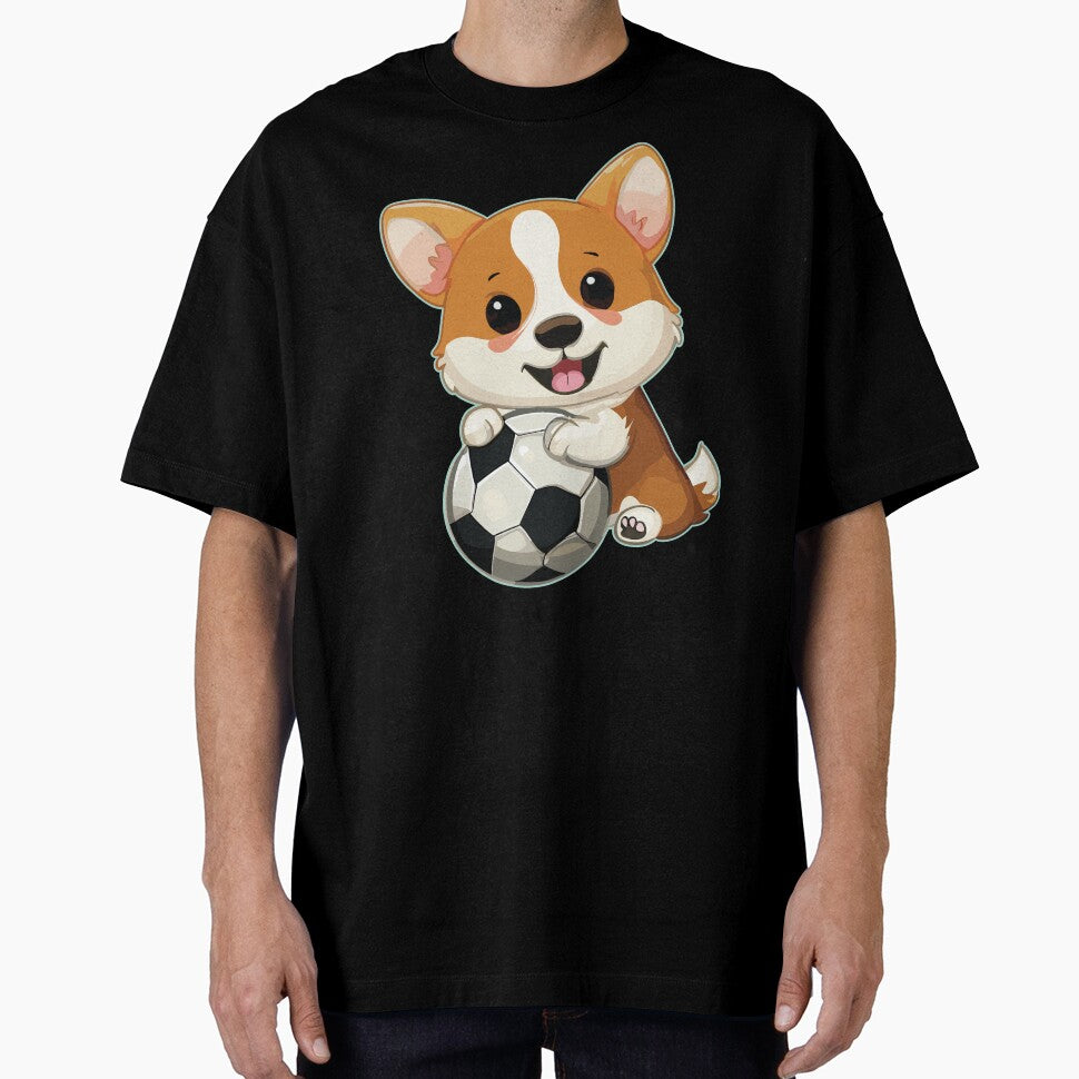 Corgi Dog with Soccer Ball by Numero14 - Adult & Kids T-Shirts, Sweatshirts & Hoodies apparel design preview 1
