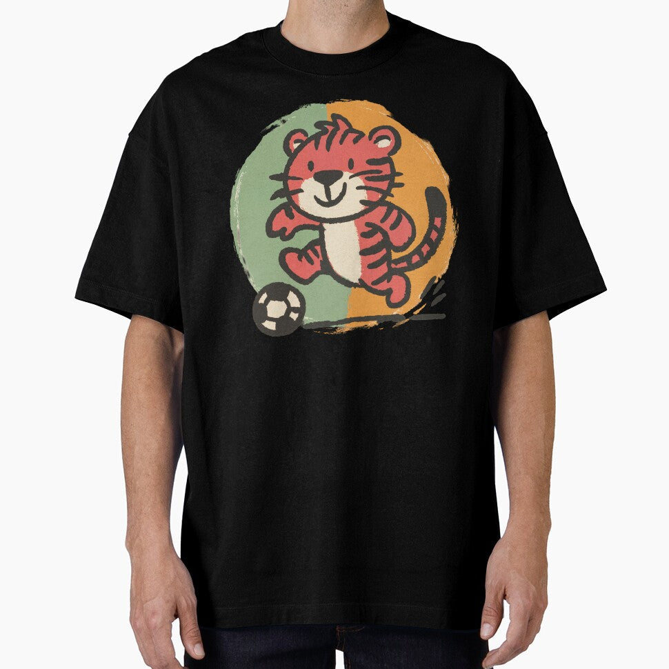Tiger Cub Goal Rush Playful Jungle Soccer Mascot in - Adult & Kids T-Shirts, Sweatshirts & Hoodies apparel design preview 1