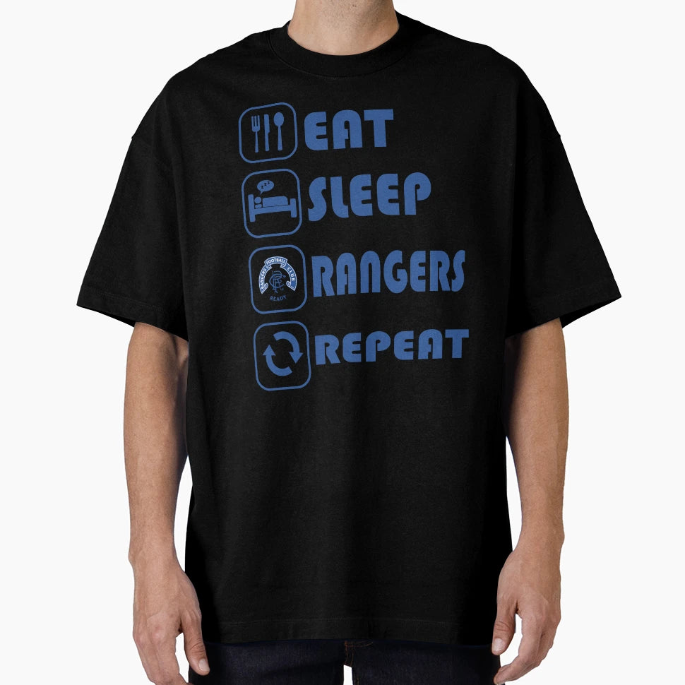 Eat Sleep Football Repeat Rangers Fan Art T-Shirt - Trendy Graphic Unisex - T-Shirt, Sweatshirt, Hoodie