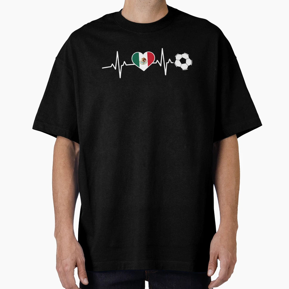 Mexico Football Heartbeat Mexican Fan T-Shirt - Trendy Graphic for Adults - T-Shirt, Sweatshirt, Hoodie