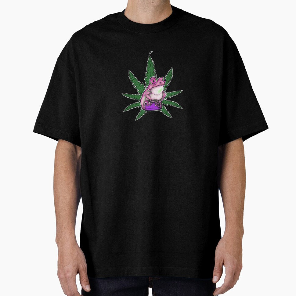 Weed frog on a grinder in pink by iduzarts - Adult & Kids T-Shirts, Sweatshirts & Hoodies apparel design preview 1