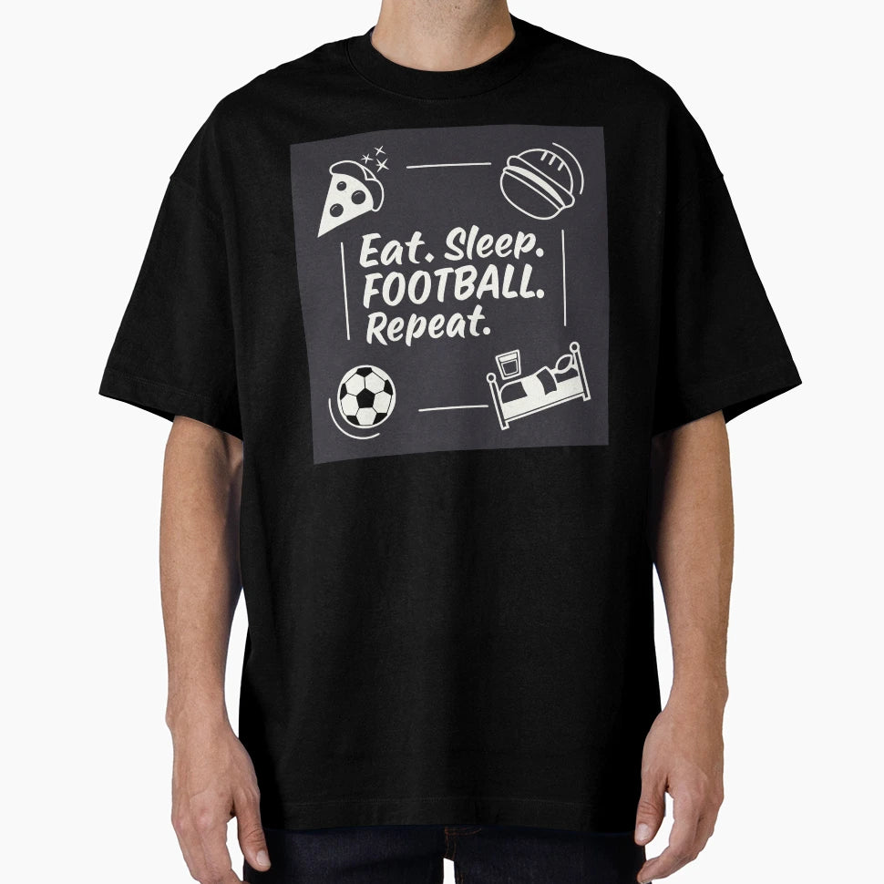 Eat Sleep Football Repeat Minimal T-Shirt - Custom Art Print Unisex - T-Shirt, Sweatshirt, Hoodie