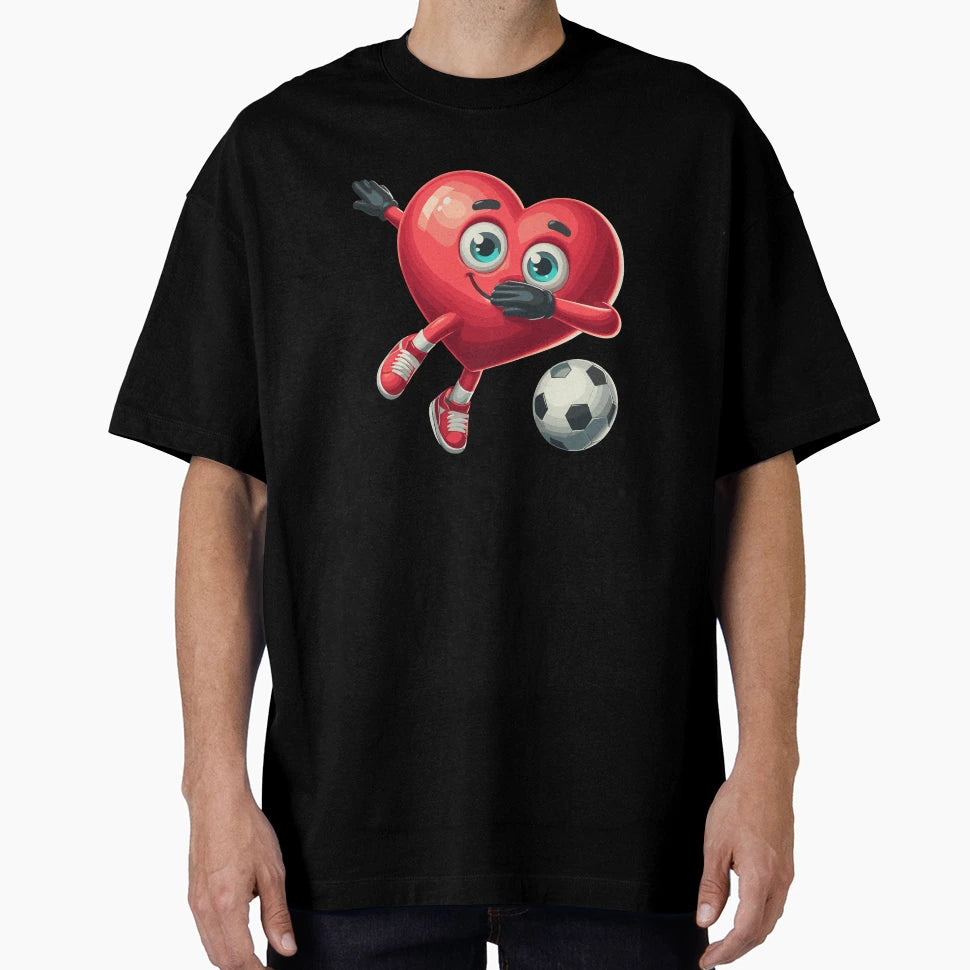 Playful Soccer Ball Heart Dab T-Shirt - Aesthetic Graphic Men Women - T-Shirt, Sweatshirt, Hoodie