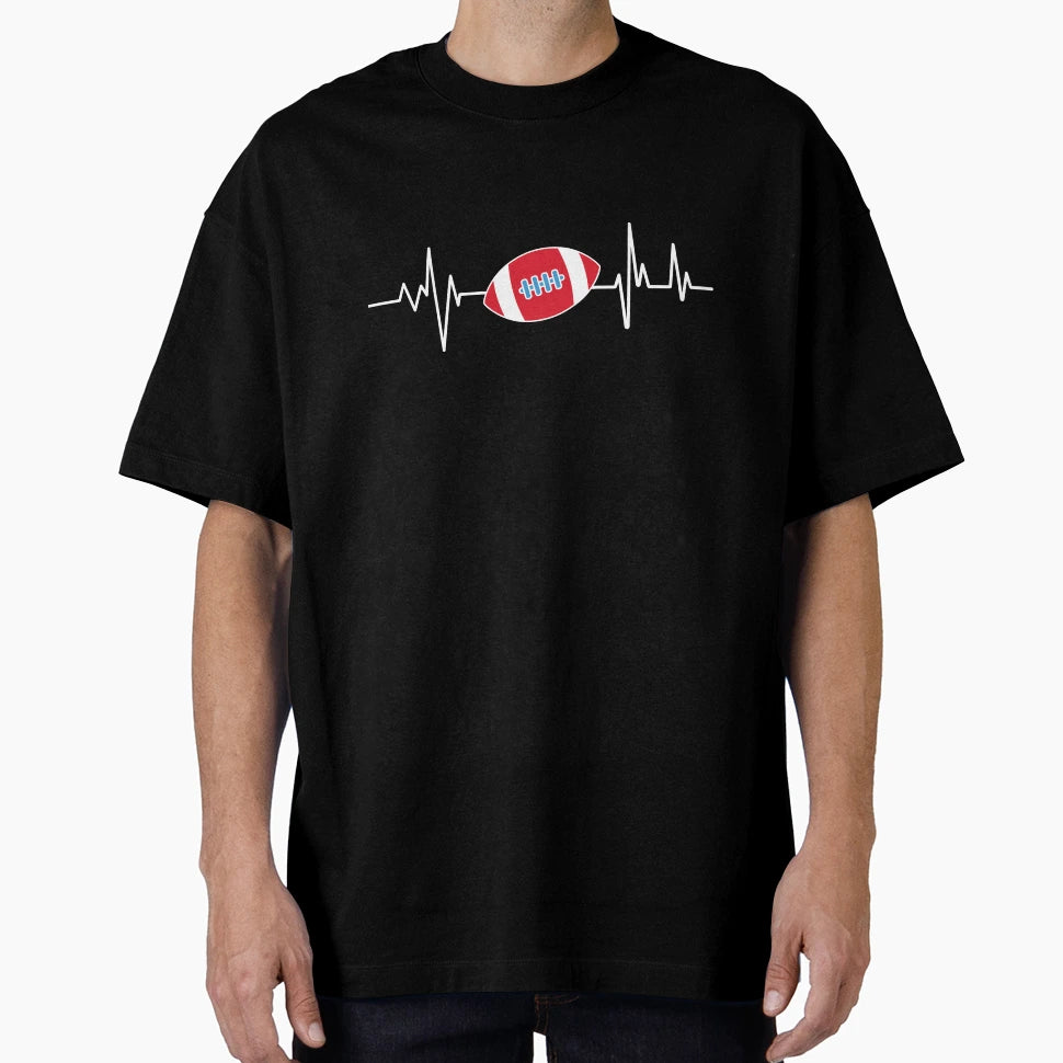 Football Heartbeat Football Usa T-Shirt - Casual Everyday Wear for Adults - T-Shirt, Sweatshirt, Hoodie