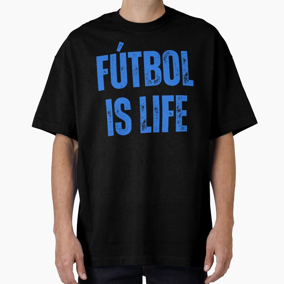 Futbol Is Life Blue White Car Bumper T-Shirt - Trendy Graphic for Adults - T-Shirt, Sweatshirt, Hoodie